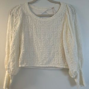 NWT Free People White Lace Long Sleeve Crop Top